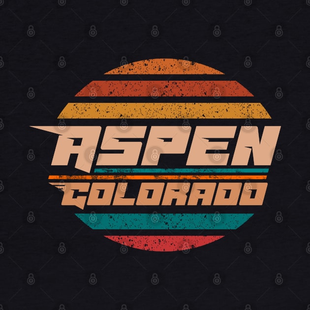 Aspen Colorado retro vintage sunset stripes distressed by SpaceWiz95